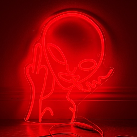 Neon Alien Dimmable Red Light Wall Decor - Picture 1 of 4